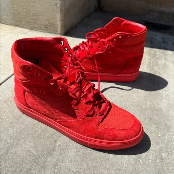 Balenciaga Shoes Balenciaga Mens Red Nubuck Suederubber Hi Top